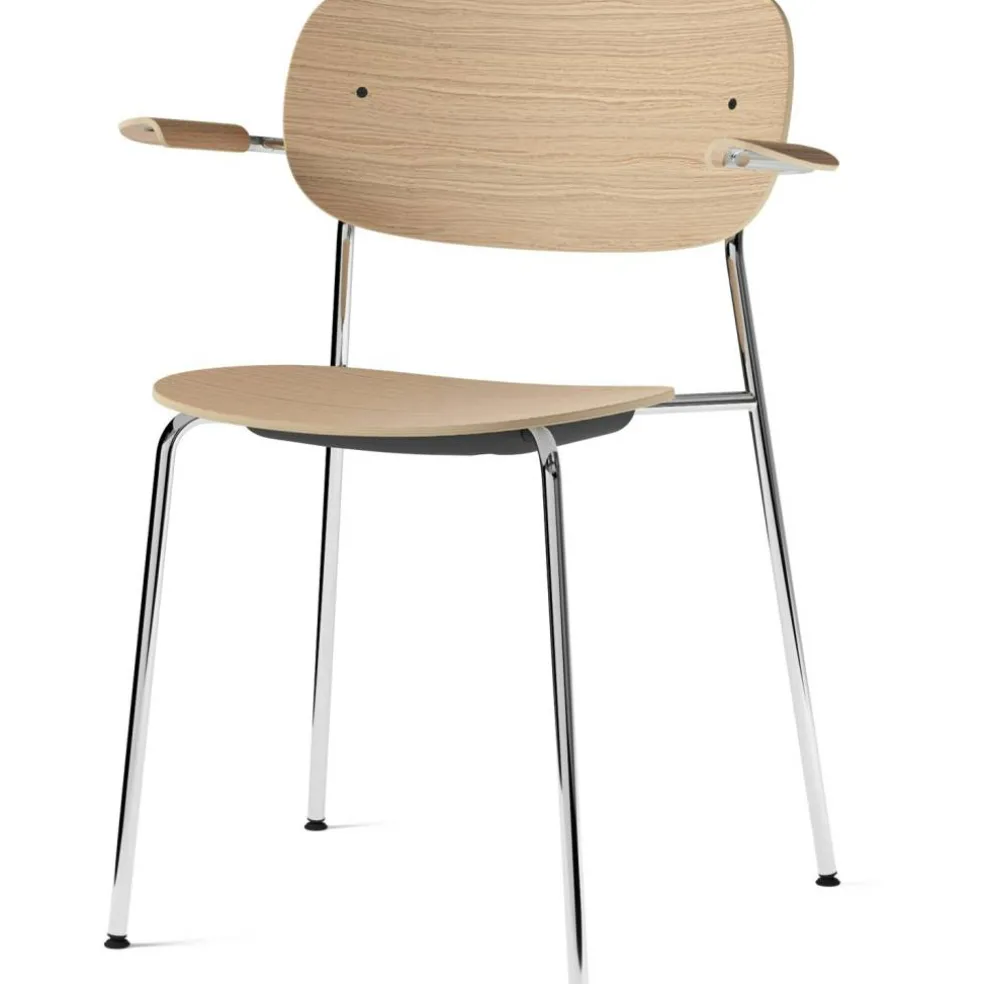 Co Stol Kromade Ben, Sits + Rygg + Arm Naturlig Ek