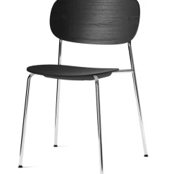 Co Stol Kromade Ben, Sits + Rygg, Svart Ek