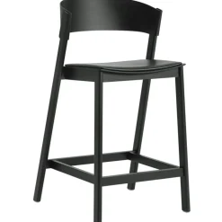 Cover Barstol Med Ryggstöd 65 cm, Svart / Svart Läder