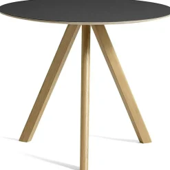 CPH 20 2.0 Bord Ø90 cm, Vattenbaserad lackad Ek / Svart