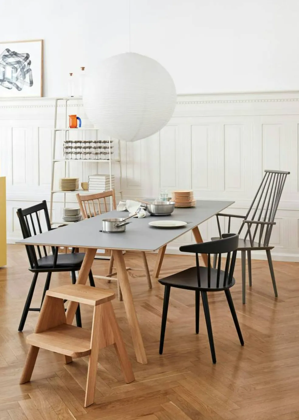 CPH 30 Bord 90x250x74 cm, Vattenbaserad Lackad Ek/Grå Linoleum