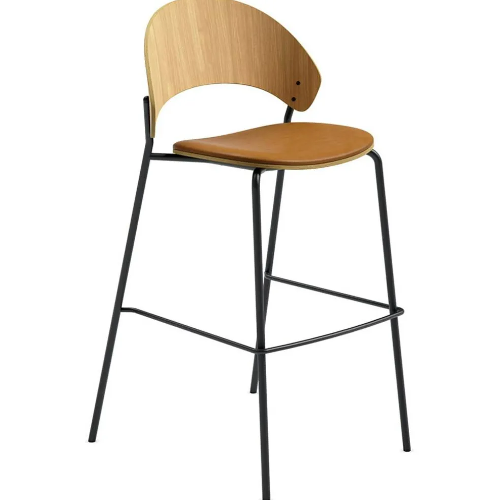 Dosina Barstol 65 cm, Ek / Konjak Läder