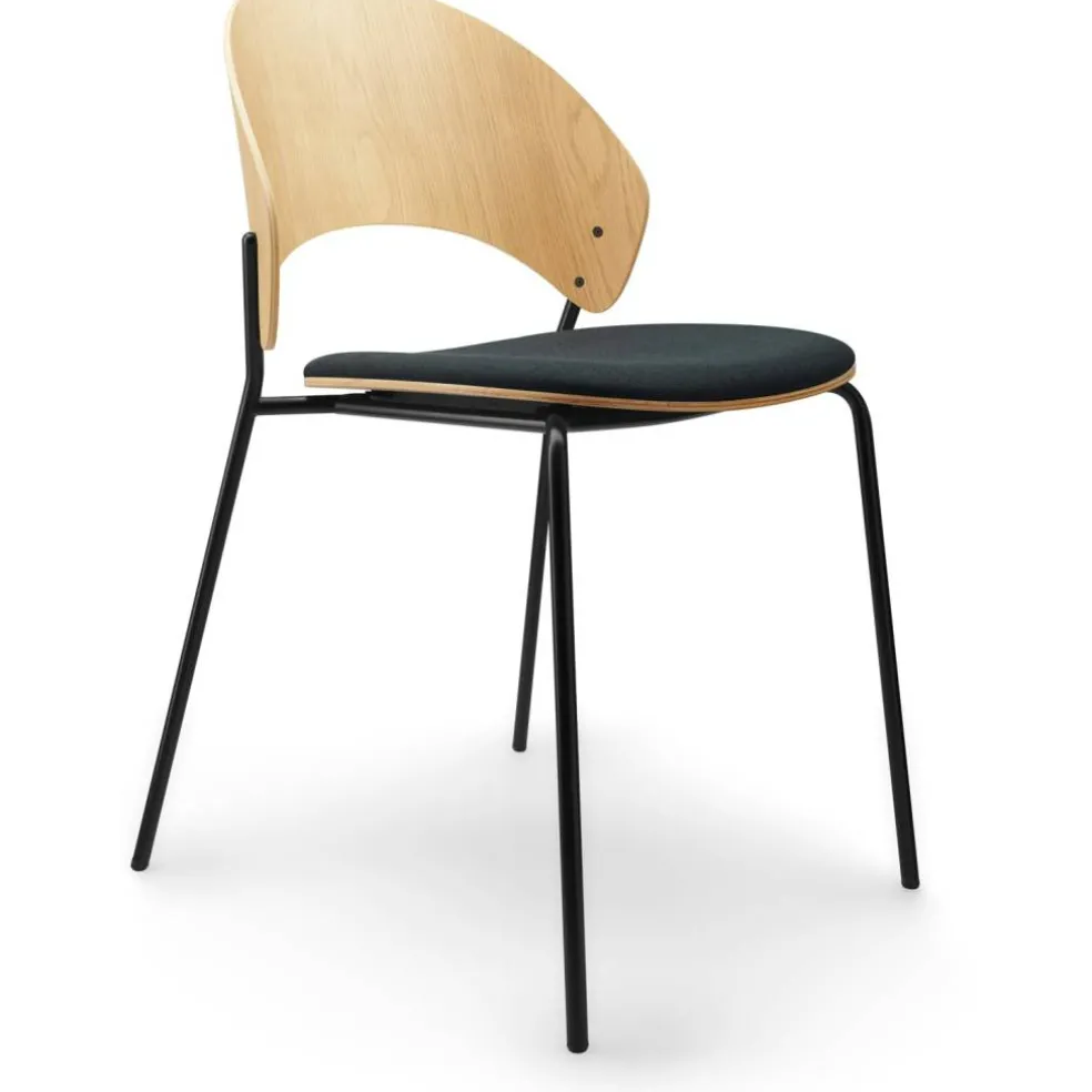 Dosina Stol, Ek / Svart Textil