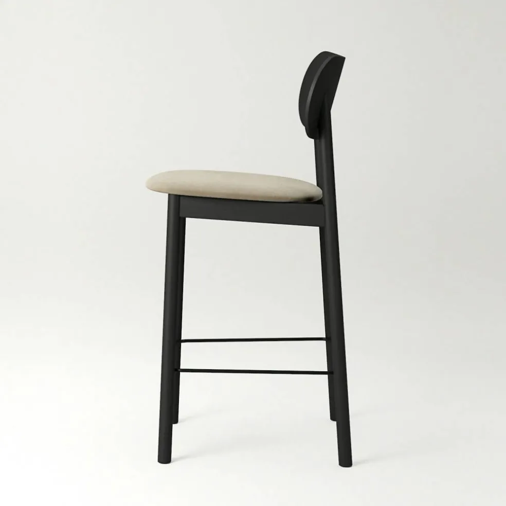 Elephant Barstol, Svart / Beige Sammet