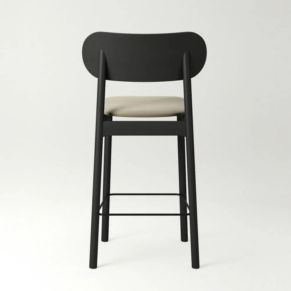 Elephant Barstol, Svart / Beige Sammet