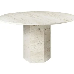Epic Matbord Rund Ø130 cm, White Travertine