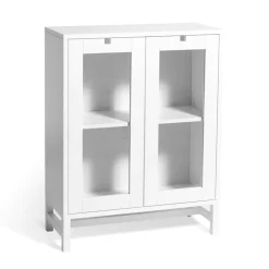 Falsterbo Skåp Glasdörrar 90 cm, Vitlack
