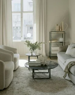 Florence Soffbord 90 cm, Svart Marmor / Svart