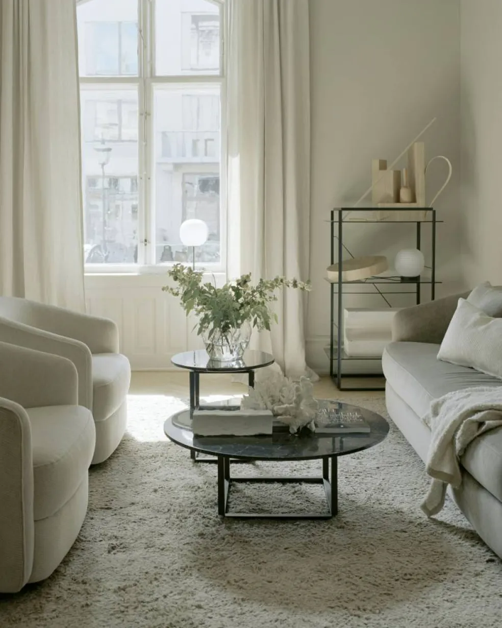 Florence Soffbord 90 cm, Svart Marmor / Svart