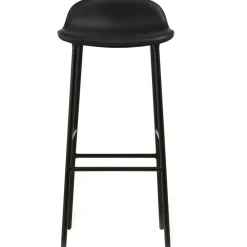 Form Barstol 75 cm, Svart Läder / Svart Ek