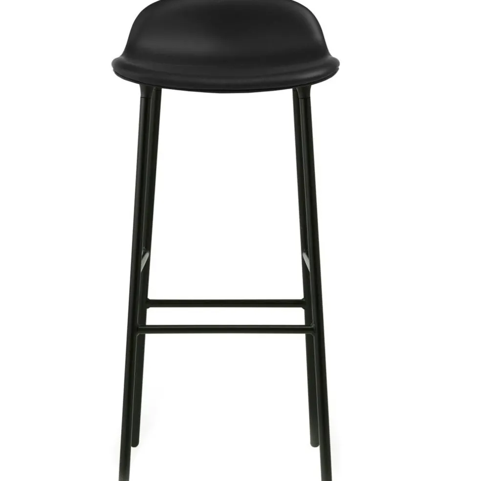 Form Barstol 75 cm, Svart Läder / Svart Ek