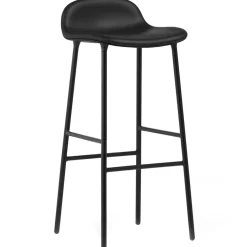 Form Barstol 75 cm, Svart Läder / Svart Stål
