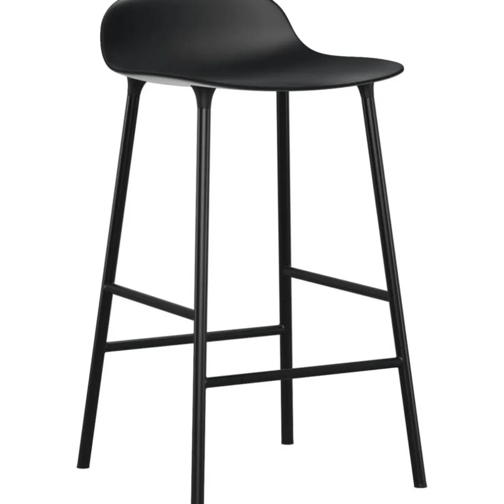 Form Barstol Stålben, 75cm, Svart