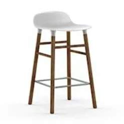 Form Barstol Valnötsben, 65cm, Vit