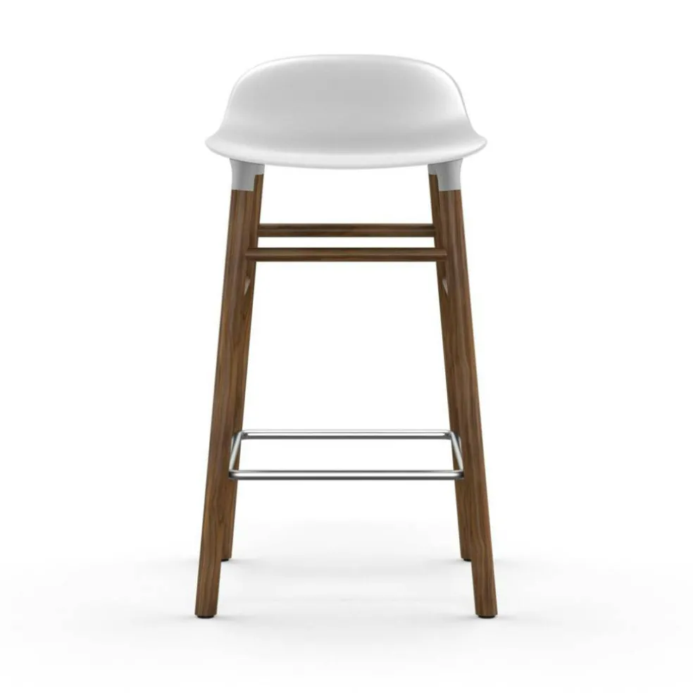 Form Barstol Valnötsben, 65cm, Vit