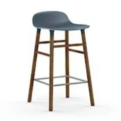 Form Barstol Valnötsben, 65cm, Blå