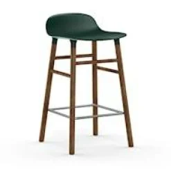 Form Barstol Valnötsben, 65cm, Grön