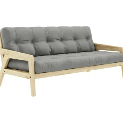 Grab Bäddsoffa Med Madrass, Klarlackad / Grå