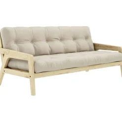 Grab Bäddsoffa Med Madrass, Klarlackad / Beige