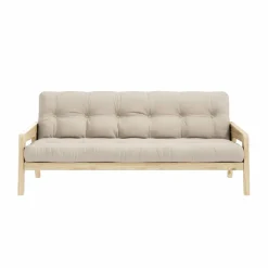 Grab Bäddsoffa Med Madrass, Klarlackad / Beige