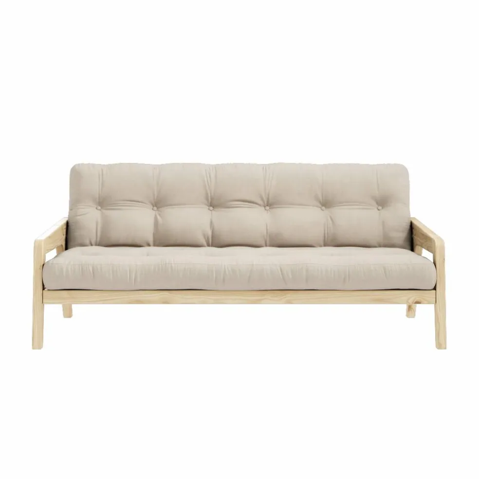 Grab Bäddsoffa Med Madrass, Klarlackad / Beige