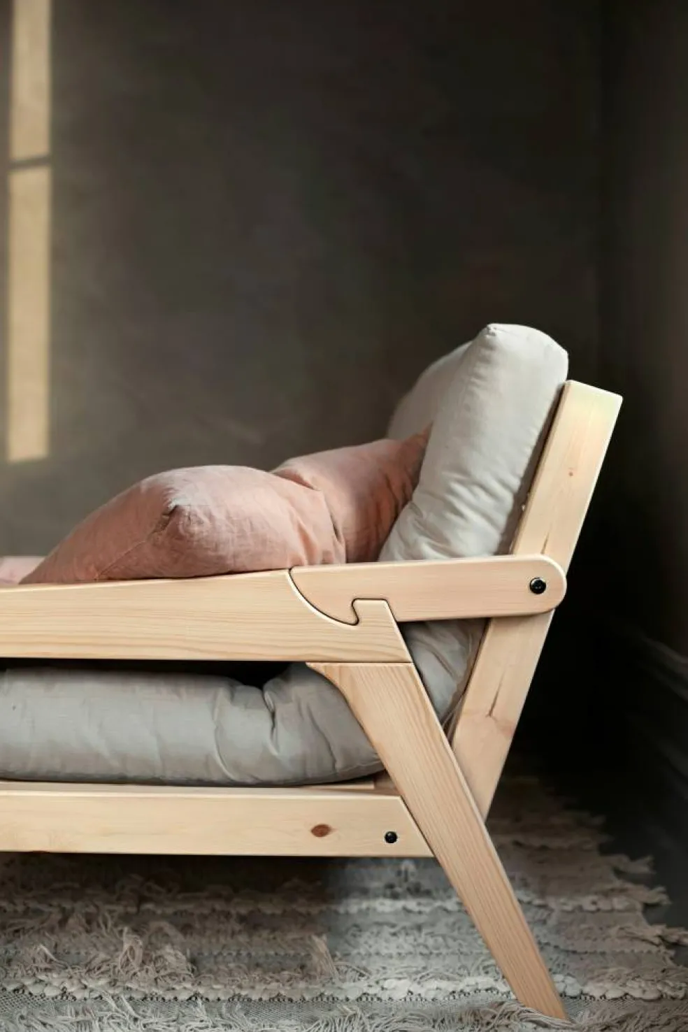 Grab Bäddsoffa Med Madrass, Klarlackad / Beige