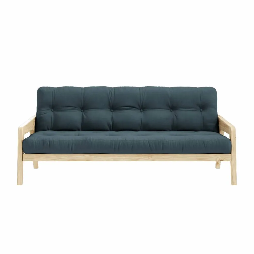 Grab Bäddsoffa Med Madrass, Klarlackad / Petrolblå