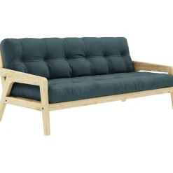 Grab Bäddsoffa Med Madrass, Klarlackad / Petrolblå