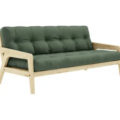 Grab Bäddsoffa Med Madrass, Klarlackad / Olive Green