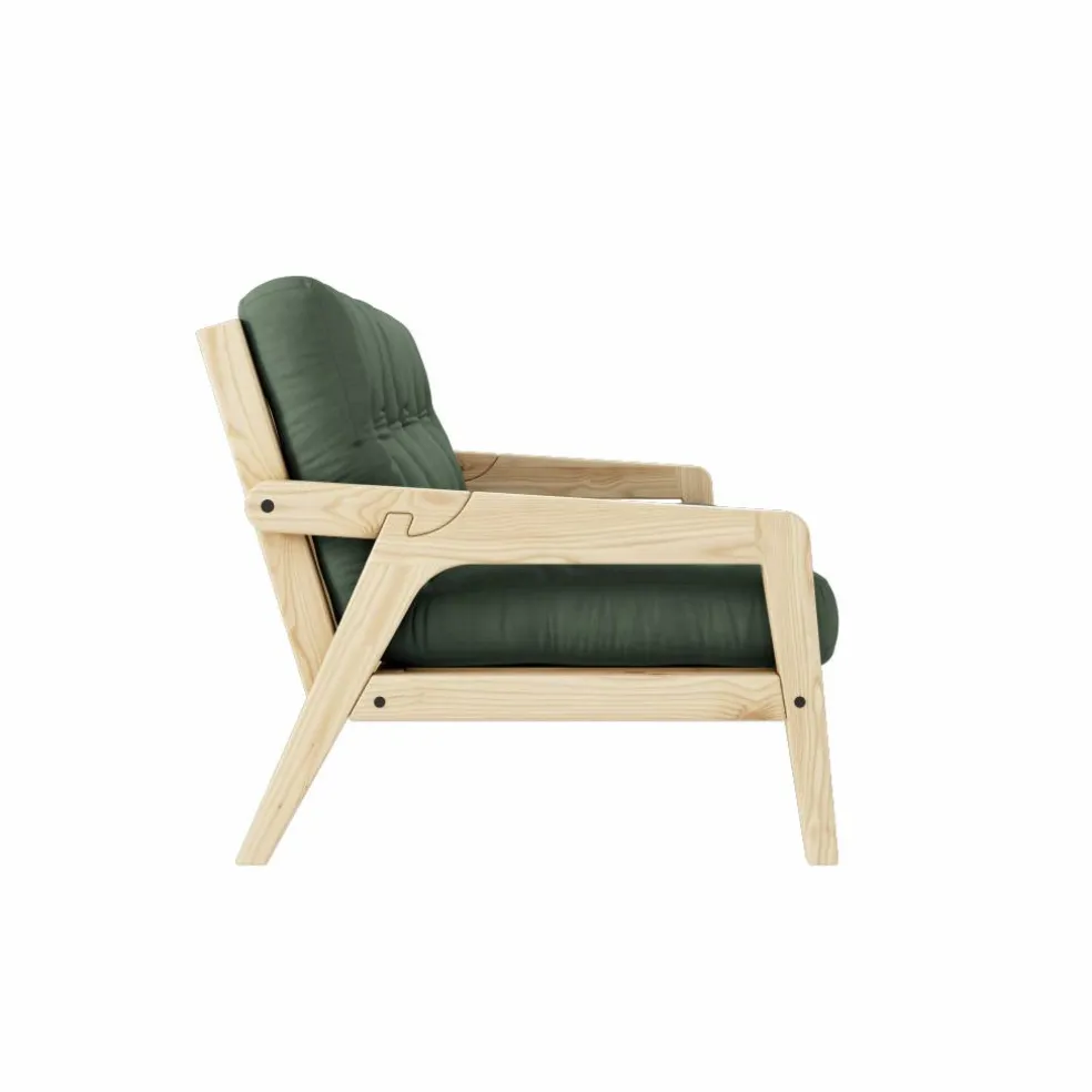 Grab Bäddsoffa Med Madrass, Klarlackad / Olive Green