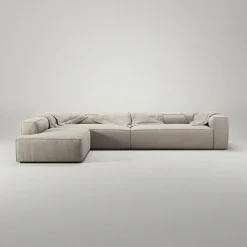 Grand Hörnsoffa 5-Sits öppet avslut Vänster Minetyg, Sandshell Beige