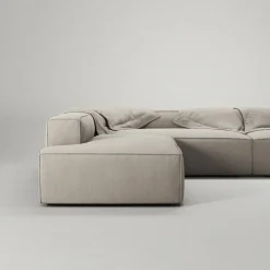 Grand Hörnsoffa 5-Sits öppet avslut Vänster Minetyg, Sandshell Beige