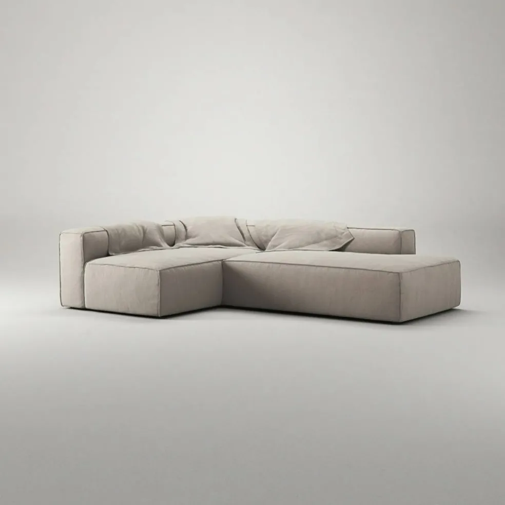 Grand Loungesoffa 3-Sits öppet avslut Höger Minetyg, Sandshell Beige