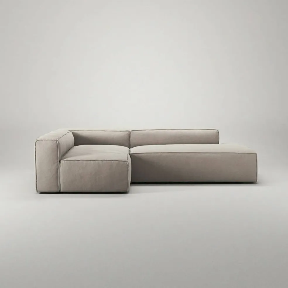 Grand Loungesoffa 3-Sits öppet avslut Höger Minetyg, Sandshell Beige