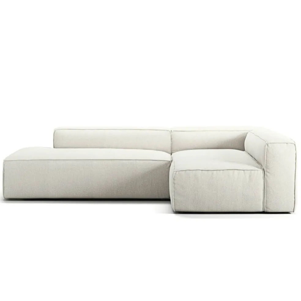 Grand Loungesoffa 3-Sits öppet avslut Vänster Bouclétyg, Steam White