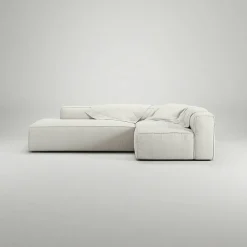 Grand Loungesoffa 3-Sits öppet avslut Vänster Bouclétyg, Steam White