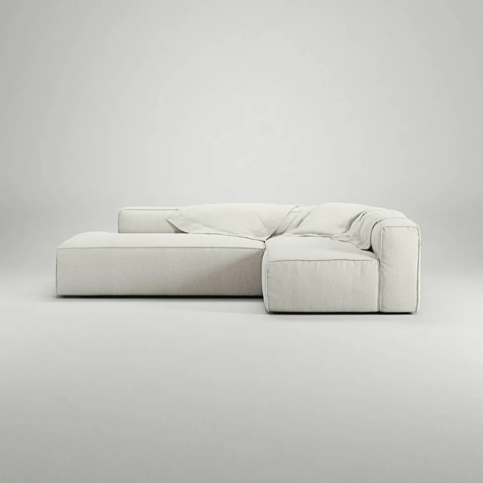 Grand Loungesoffa 3-Sits öppet avslut Vänster Bouclétyg, Steam White