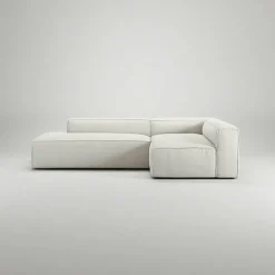 Grand Loungesoffa 3-Sits öppet avslut Vänster Bouclétyg, Steam White