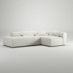 Grand Loungesoffa 3-Sits öppet avslut Vänster Bouclétyg, Steam White