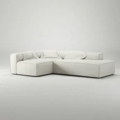 Grand Loungesoffa 3-Sits öppet avslut Höger Bouclétyg, Steam White
