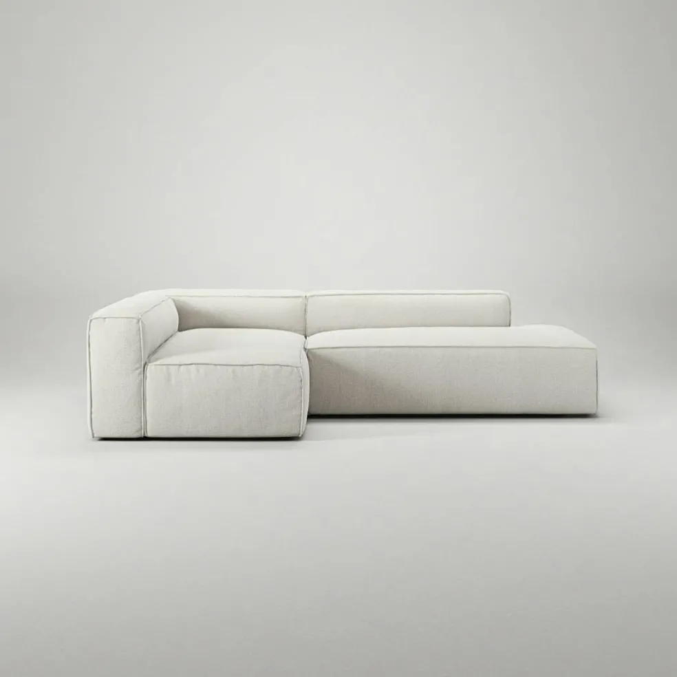 Grand Loungesoffa 3-Sits öppet avslut Höger Bouclétyg, Steam White