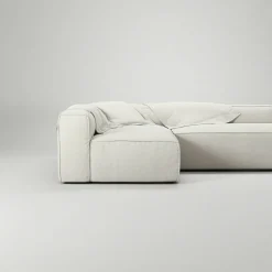 Grand Loungesoffa 3-Sits öppet avslut Höger Bouclétyg, Steam White