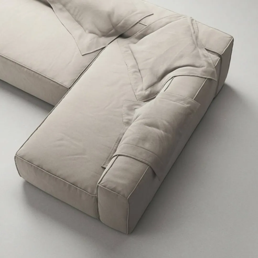 Grand Loungesoffa 3-Sits öppet avslut Vänster Minetyg, Sandshell Beige
