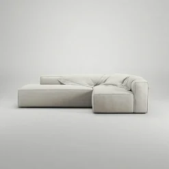 Grand Loungesoffa 3-Sits öppet avslut Vänster Minetyg, Moon White