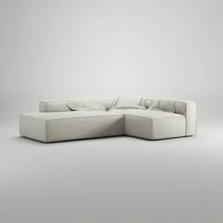 Grand Loungesoffa 3-Sits öppet avslut Vänster Minetyg, Moon White