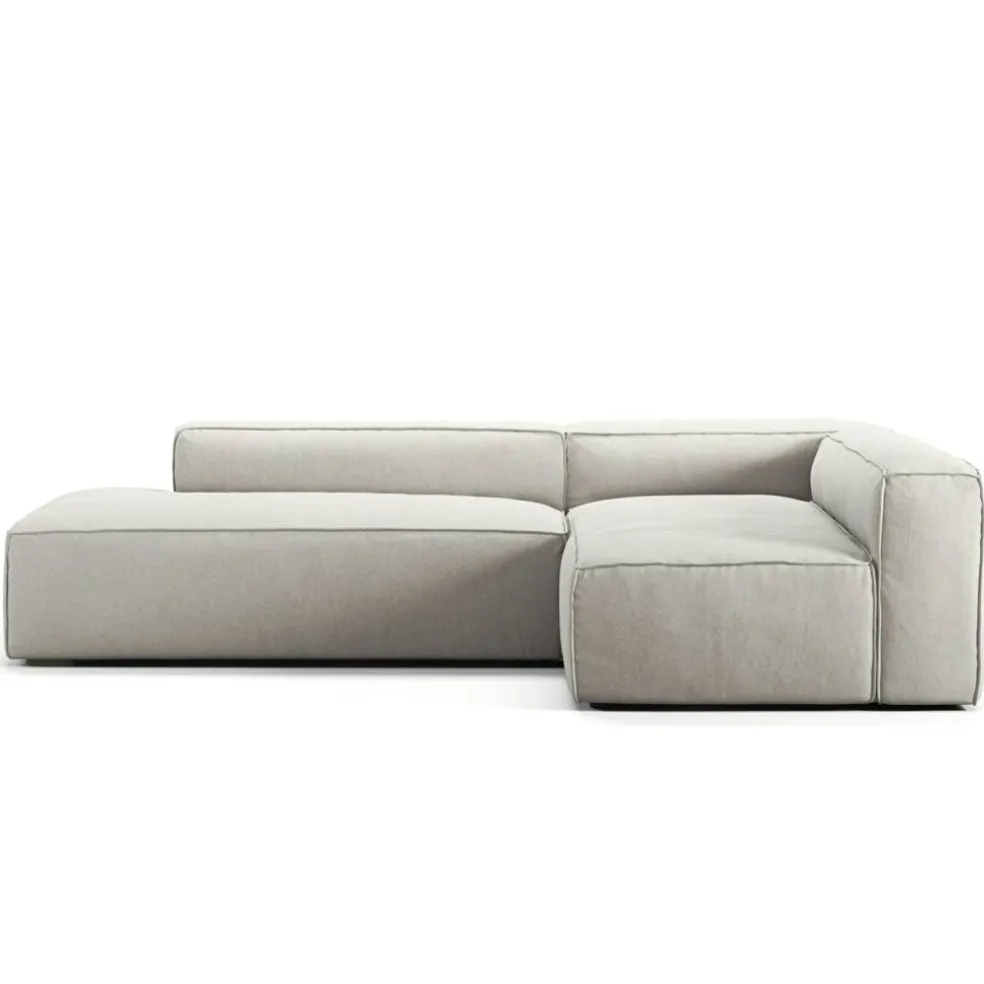 Grand Loungesoffa 3-Sits öppet avslut Vänster Minetyg, Moon White