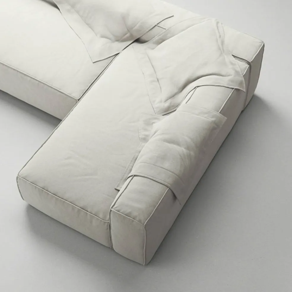 Grand Loungesoffa 3-Sits öppet avslut Vänster Minetyg, Moon White
