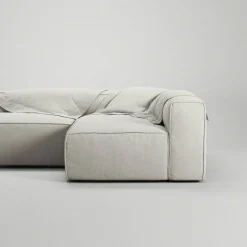 Grand Loungesoffa 3-Sits öppet avslut Vänster Minetyg, Moon White