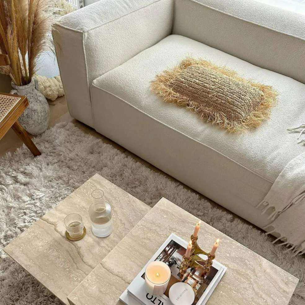 Grand 3-Sitssoffa Bouclétyg, Steam White