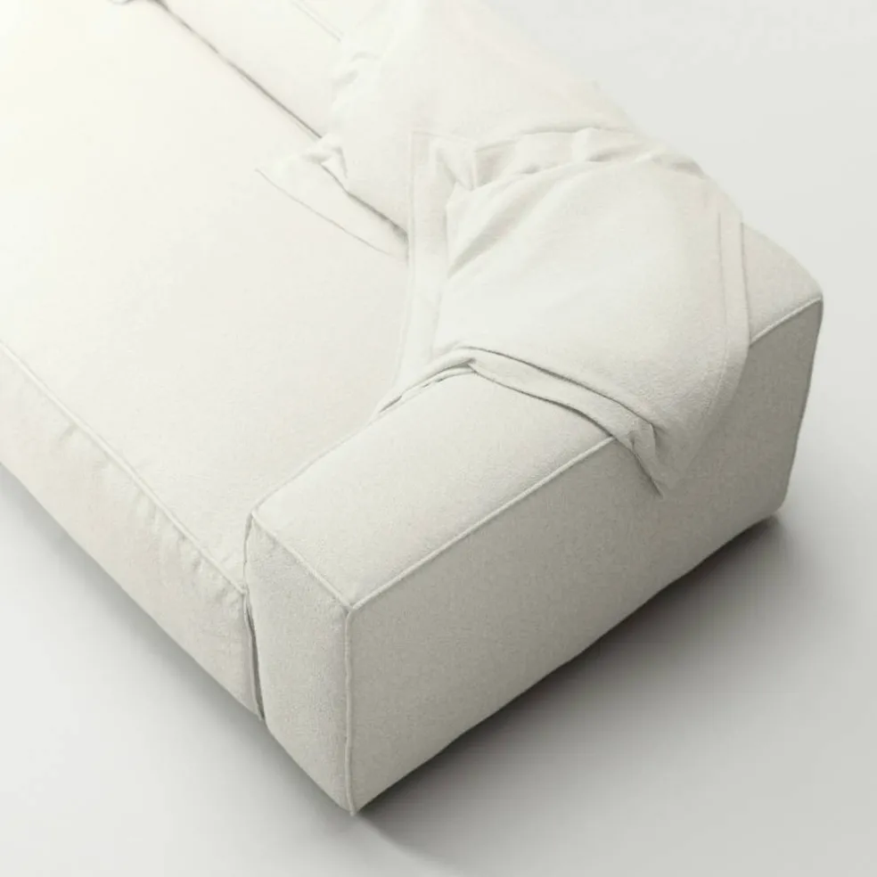 Grand 3-Sitssoffa Bouclétyg, Steam White